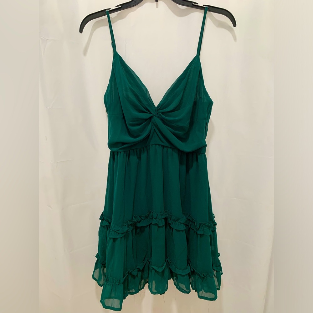 Whimsical, Fairycore, Coquette Babydoll Tiered Dress Size Medium, Green